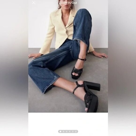 ZARA Black Leather High Heel  Crisscross Straps Platforms EU 40 - Picture 1 of 9